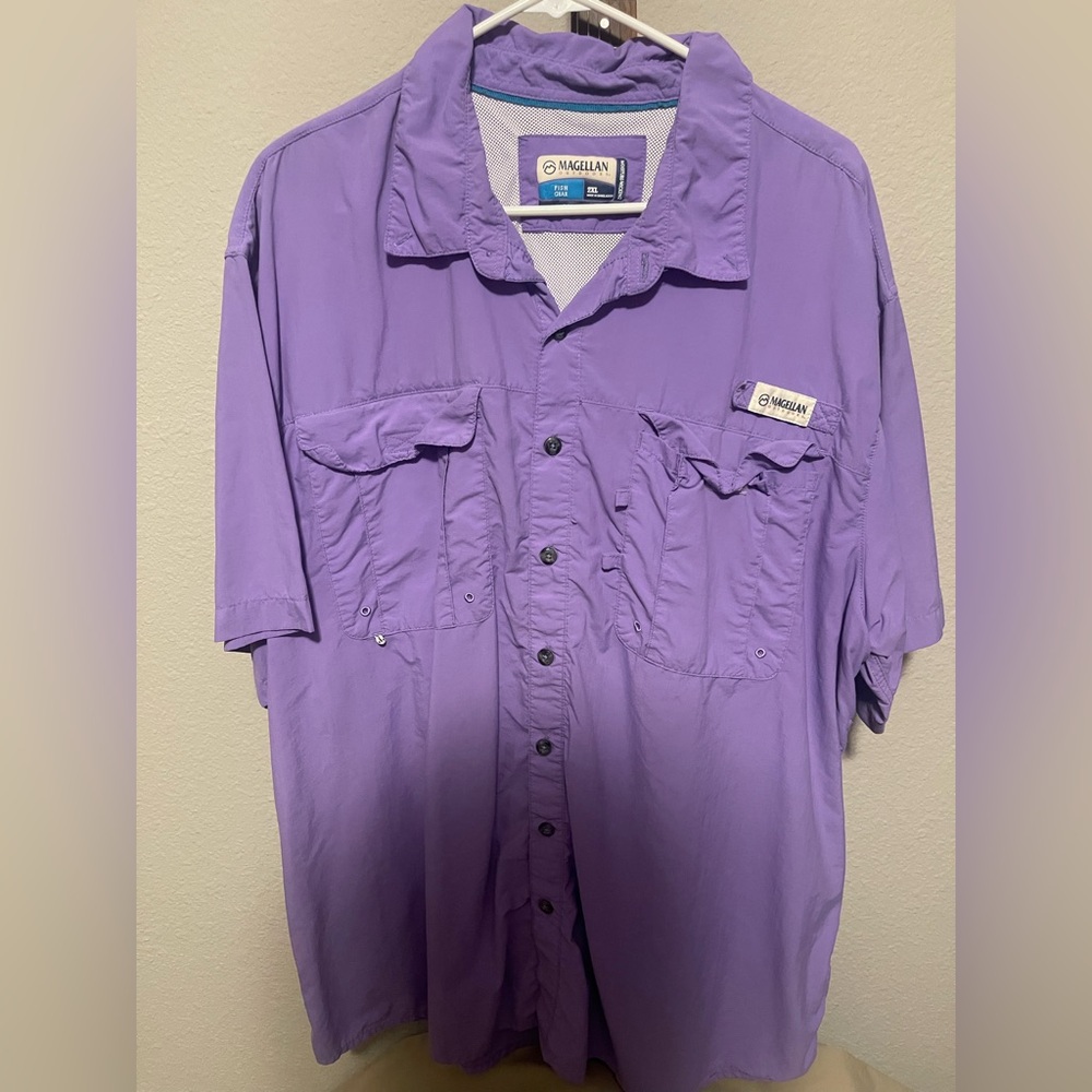 Magellan Outdoors Men's Casual Purple Button Down Shirt